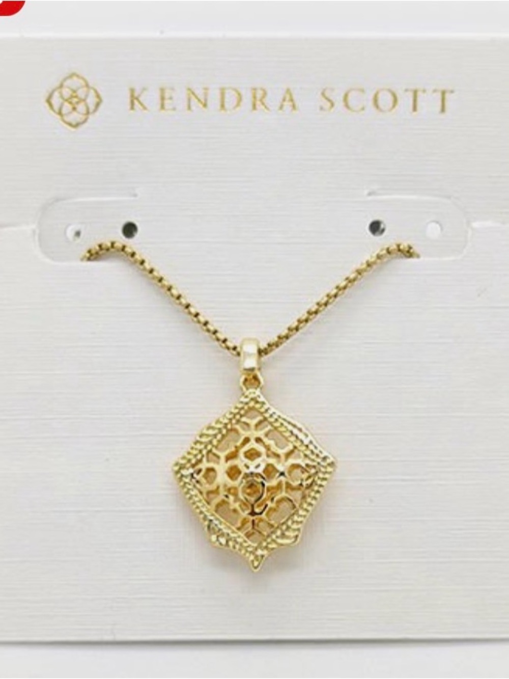 Kendra Scott Gold Filigree Drop Pendant Necklace NWBix - Picture 2 of 2